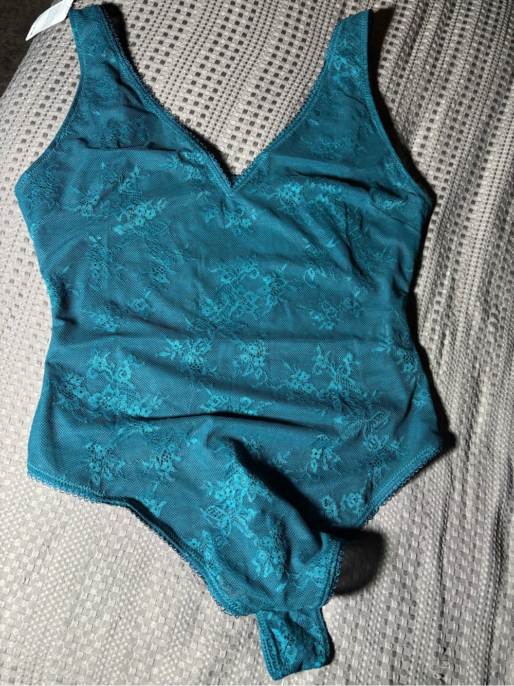 Teal Lace-Overlay Shaping Bodysuit - Women Intimates & Sleepwear